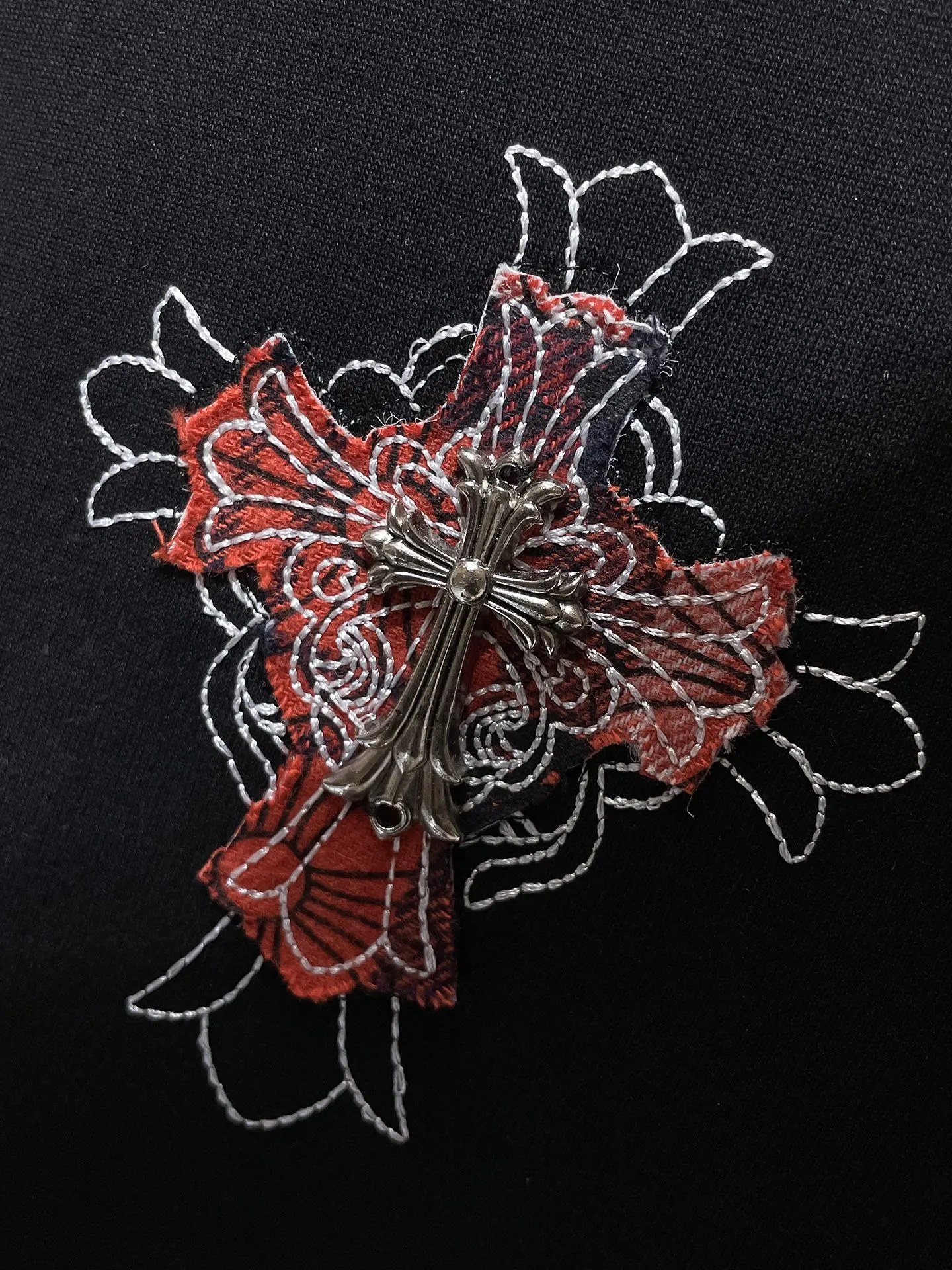 P170 new Chrome Hearts 25ss high version for summer! High-weight, environmentally friendly, high-quality top-grade fabric 280g Crow Cross Heavy Industry hand-applied embroidered willow short sleeves, counter synchronization, replica version 1:1 Recommended colors: black white